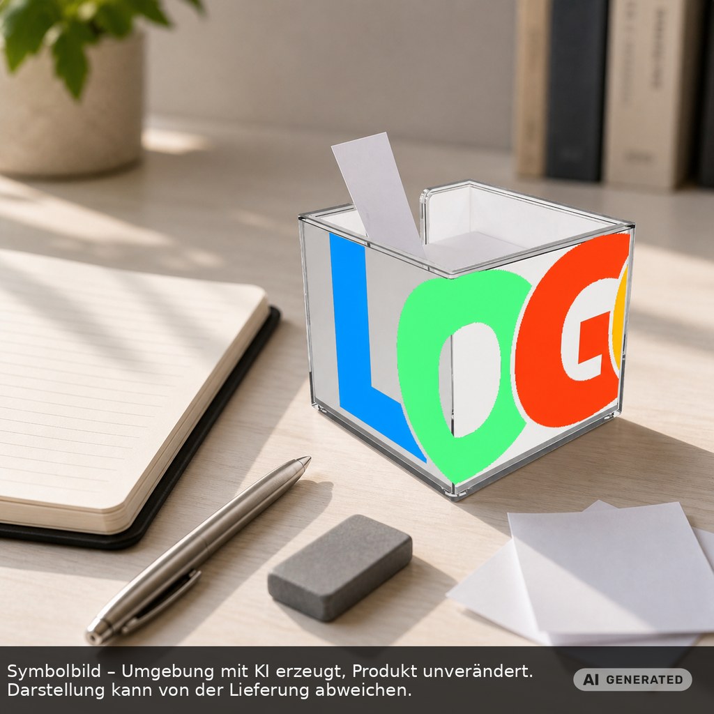 Zettelbox "Sigma", doppelwandig als Werbeartikel mit Logo bedrucken
