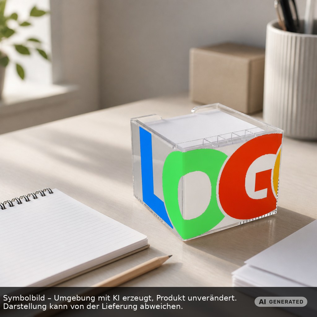 Zettelbox mit Köcher "Sigma", doppelwandig als Werbeartikel mit Logo bedrucken