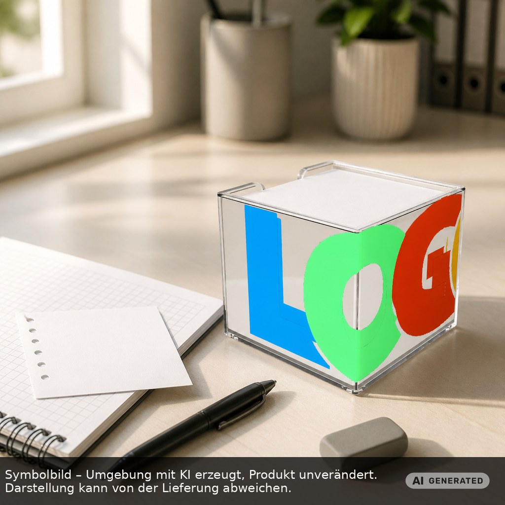 Zettelbox "Sigma", doppelwandig als Werbeartikel mit Logo bedrucken