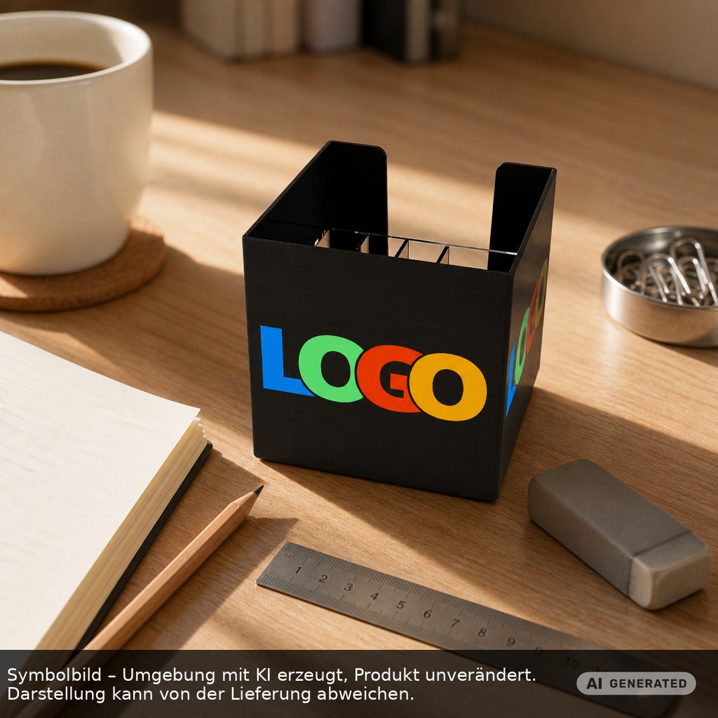 Zettelbox mit Köcher "Alpha" als Werbeartikel mit Logo bedrucken
