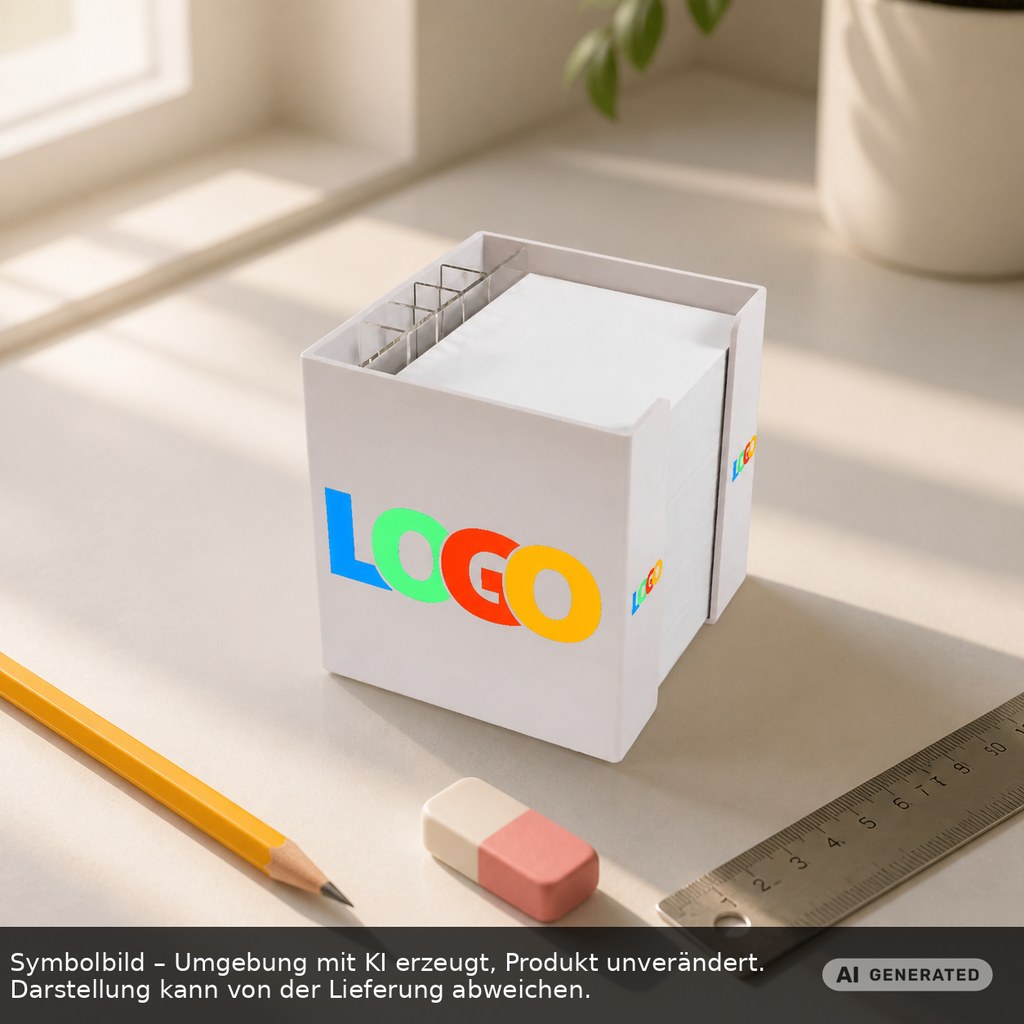 Zettelbox mit Köcher "Alpha" als Werbeartikel mit Logo bedrucken