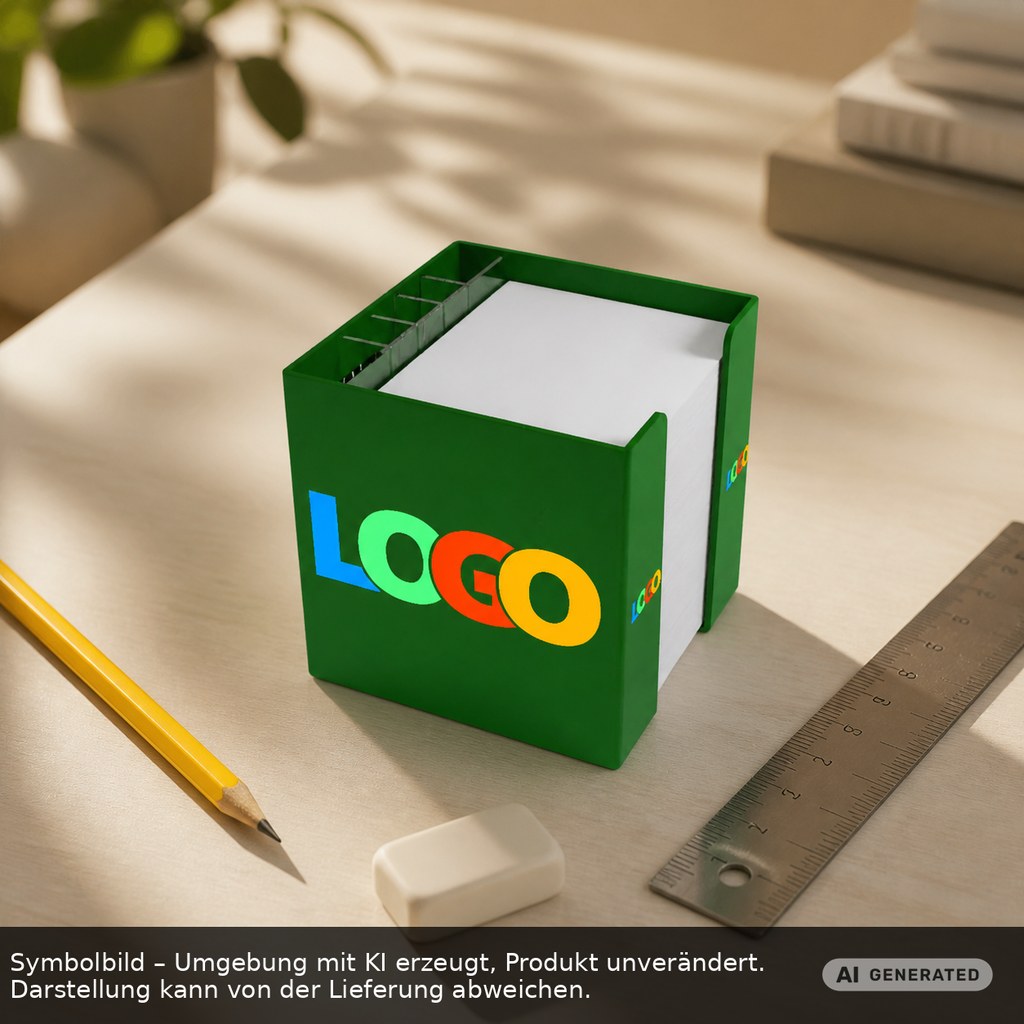 Zettelbox mit Köcher "Alpha" als Werbeartikel mit Logo bedrucken