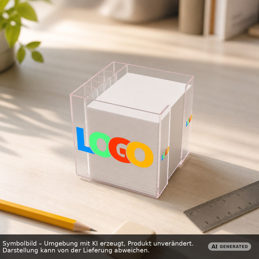 Zettelbox mit Köcher "Alpha" als Werbeartikel mit Logo bedrucken