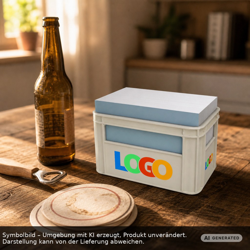 Zettelbox "Getränkekasten" als Werbeartikel mit Logo bedrucken