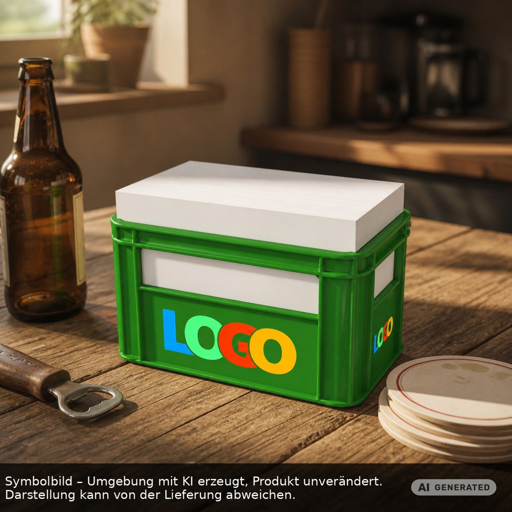 Zettelbox "Getränkekasten" als Werbeartikel mit Logo bedrucken