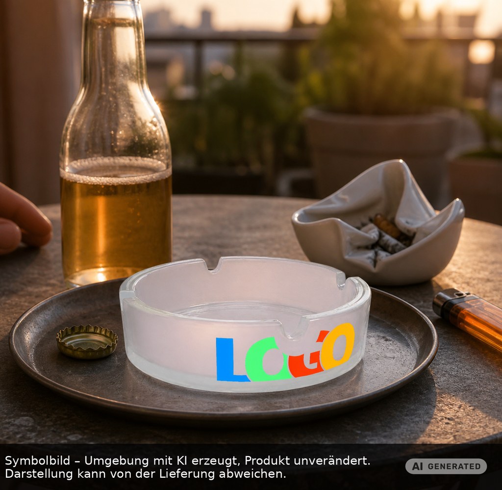 Glasaschenbecher als Werbeartikel mit Logo bedrucken