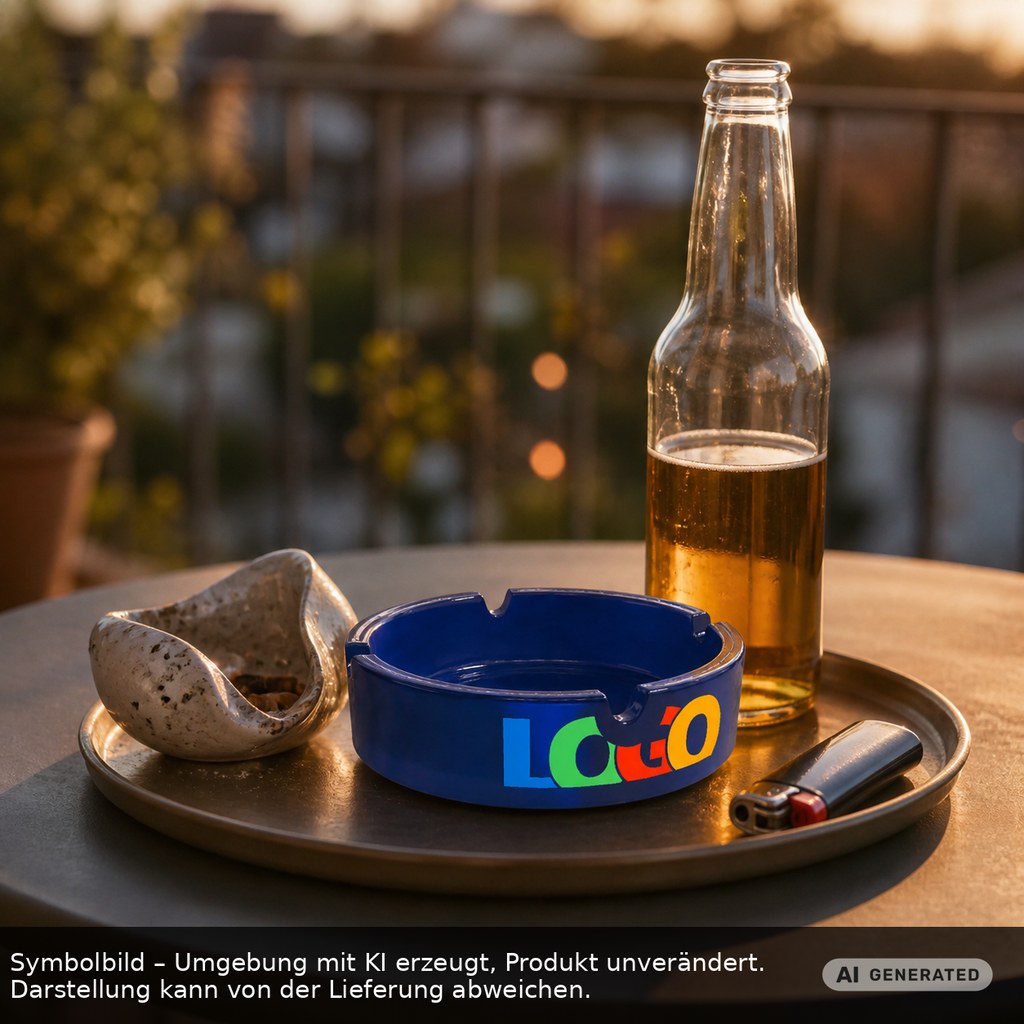 Glasaschenbecher als Werbeartikel mit Logo bedrucken