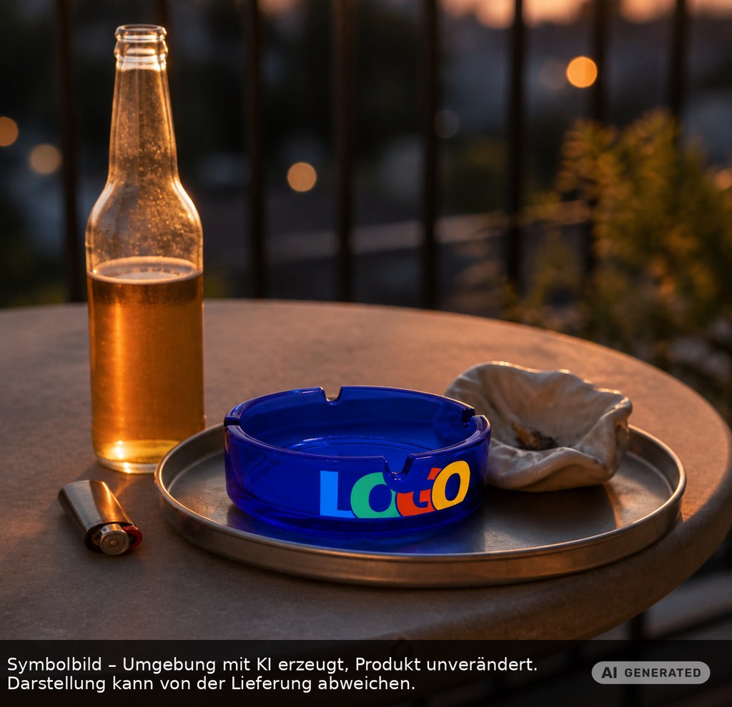 Glasaschenbecher als Werbeartikel mit Logo bedrucken