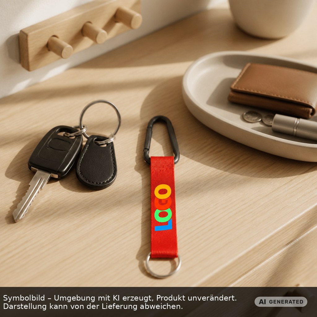 Kurz-Schlüsselband/Kurz-Lanyard "Duo" als Werbeartikel mit Logo bedrucken