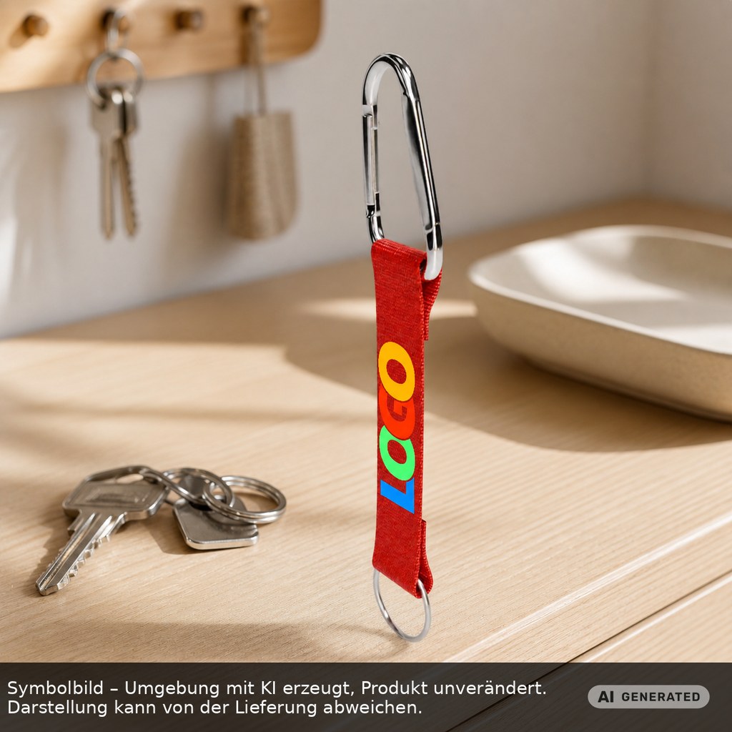 Kurz-Schlüsselband/Kurz-Lanyard "Duo" als Werbeartikel mit Logo bedrucken
