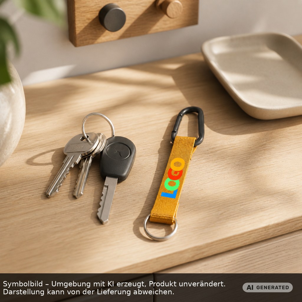 Kurz-Schlüsselband/Kurz-Lanyard "Duo" als Werbeartikel mit Logo bedrucken
