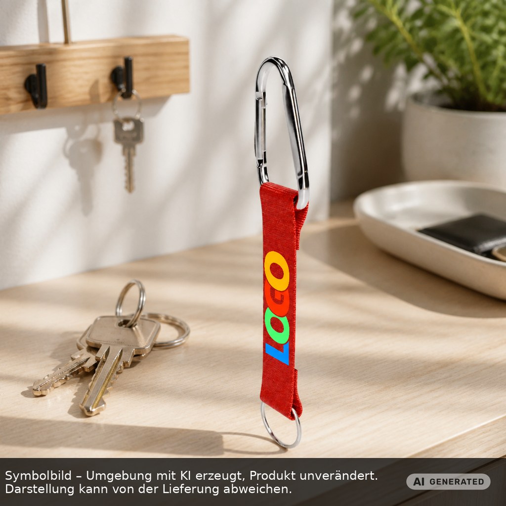 Kurz-Schlüsselband/Kurz-Lanyard "Duo" als Werbeartikel mit Logo bedrucken