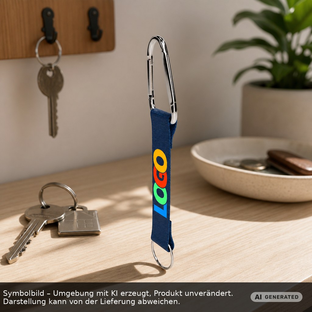 Kurz-Schlüsselband/Kurz-Lanyard "Duo" als Werbeartikel mit Logo bedrucken