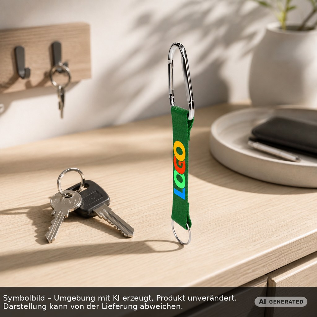 Kurz-Schlüsselband/Kurz-Lanyard "Duo" als Werbeartikel mit Logo bedrucken