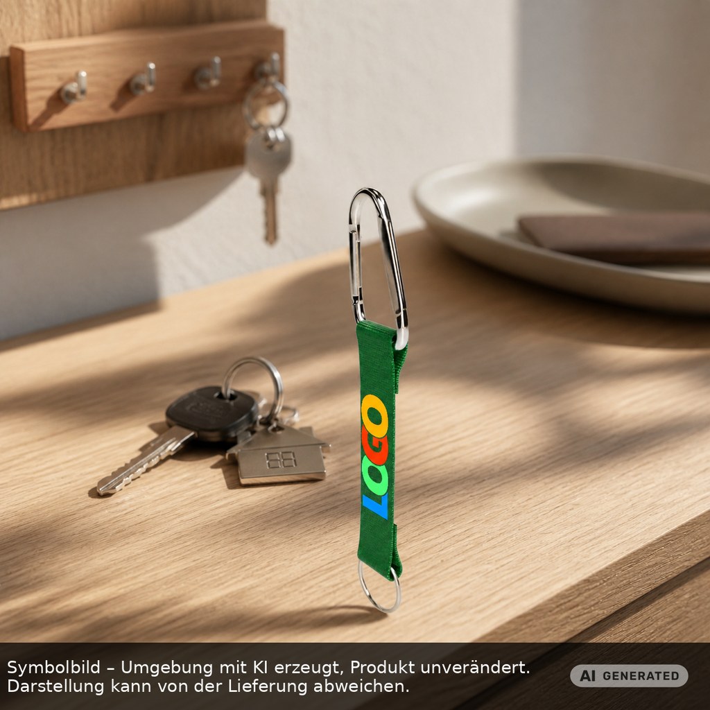 Kurz-Schlüsselband/Kurz-Lanyard "Duo" als Werbeartikel mit Logo bedrucken