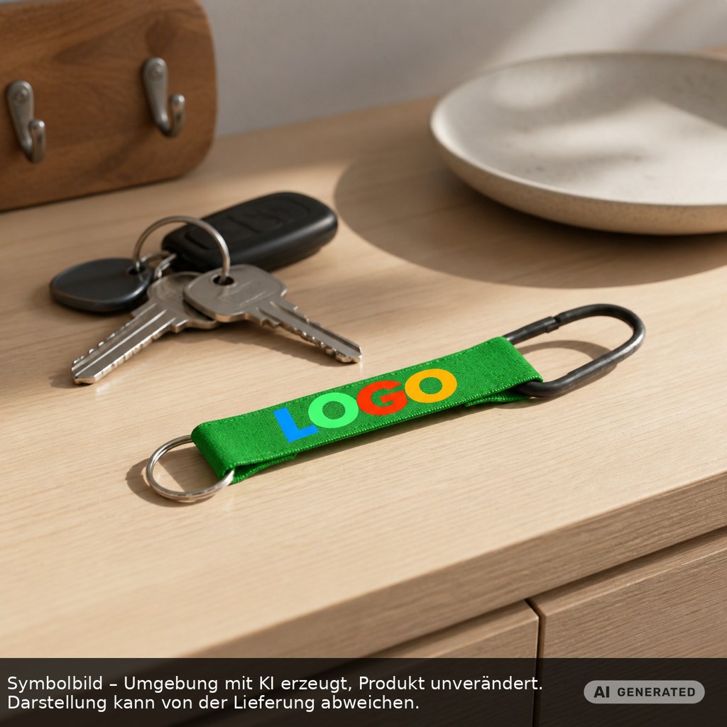 Kurz-Schlüsselband/Kurz-Lanyard "Duo" als Werbeartikel mit Logo bedrucken
