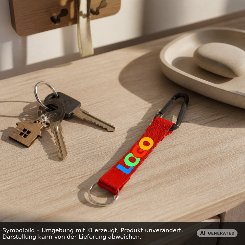 Kurz-Schlüsselband/Kurz-Lanyard "Duo" als Werbeartikel mit Logo bedrucken