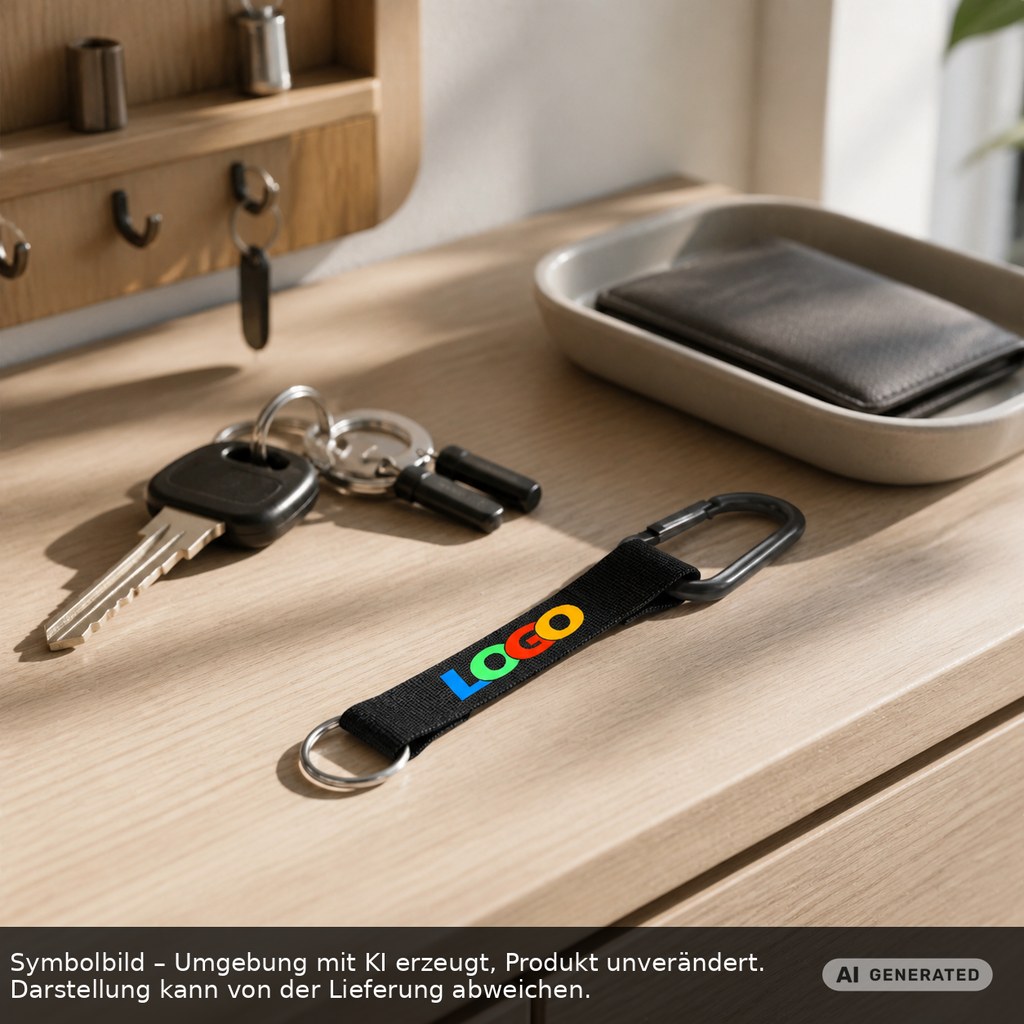 Kurz-Schlüsselband/Kurz-Lanyard "Duo" als Werbeartikel mit Logo bedrucken