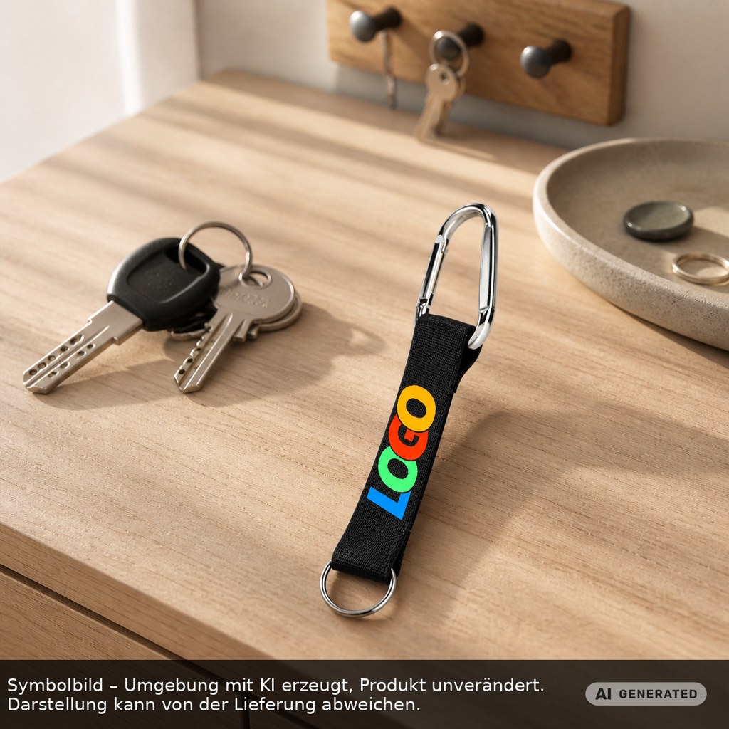 Kurz-Schlüsselband/Kurz-Lanyard "Duo" als Werbeartikel mit Logo bedrucken