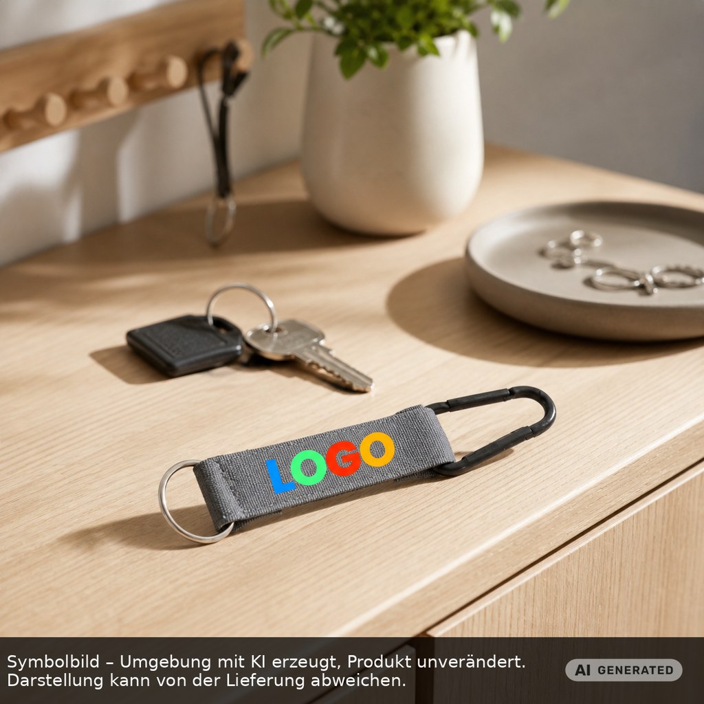 Kurz-Schlüsselband/Kurz-Lanyard "Duo" als Werbeartikel mit Logo bedrucken