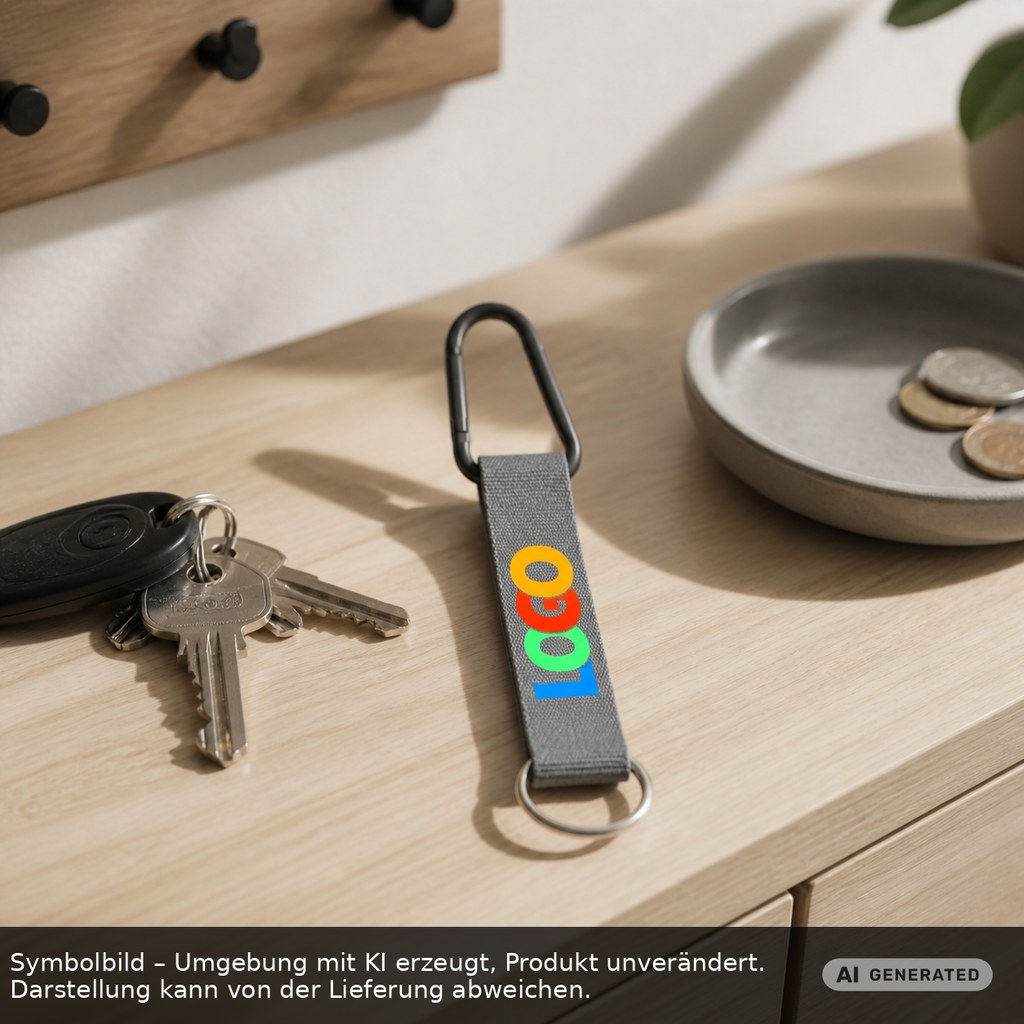 Kurz-Schlüsselband/Kurz-Lanyard "Duo" als Werbeartikel mit Logo bedrucken