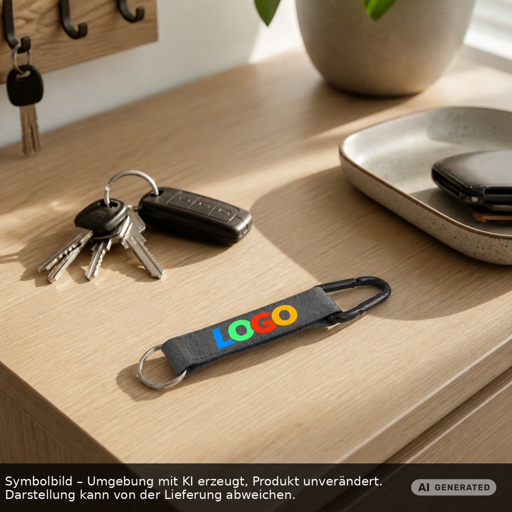Kurz-Schlüsselband/Kurz-Lanyard "Duo" als Werbeartikel mit Logo bedrucken