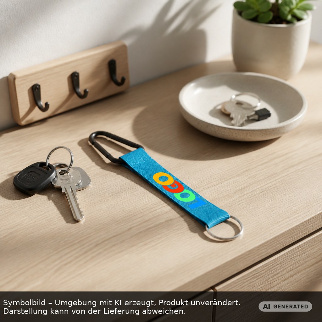 Kurz-Schlüsselband/Kurz-Lanyard "Duo" als Werbeartikel mit Logo bedrucken