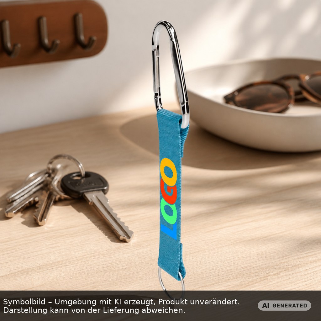 Kurz-Schlüsselband/Kurz-Lanyard "Duo" als Werbeartikel mit Logo bedrucken