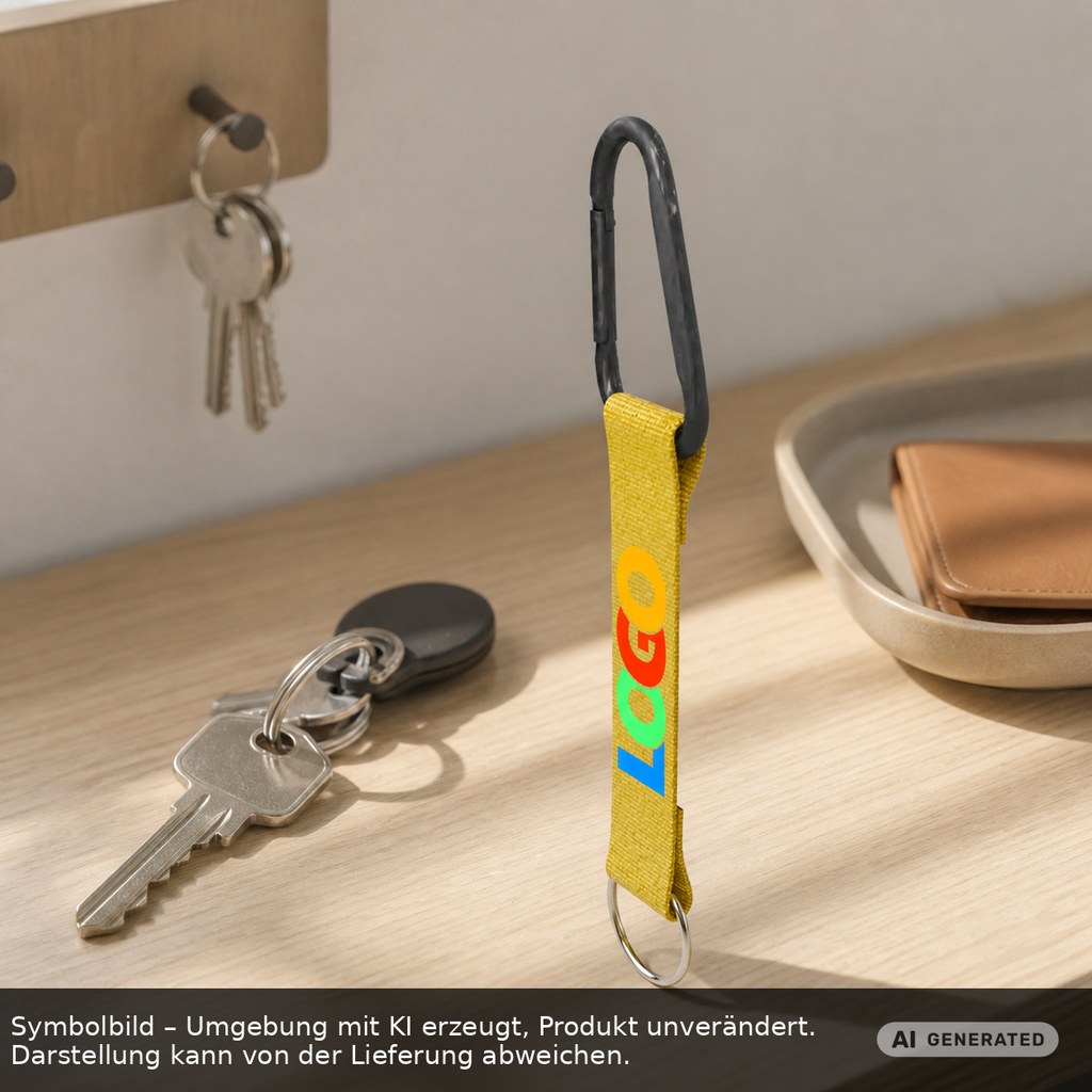 Kurz-Schlüsselband/Kurz-Lanyard "Duo" als Werbeartikel mit Logo bedrucken