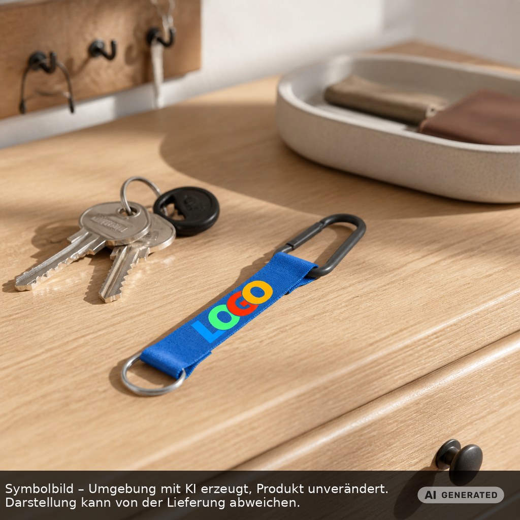 Kurz-Schlüsselband/Kurz-Lanyard "Duo" als Werbeartikel mit Logo bedrucken