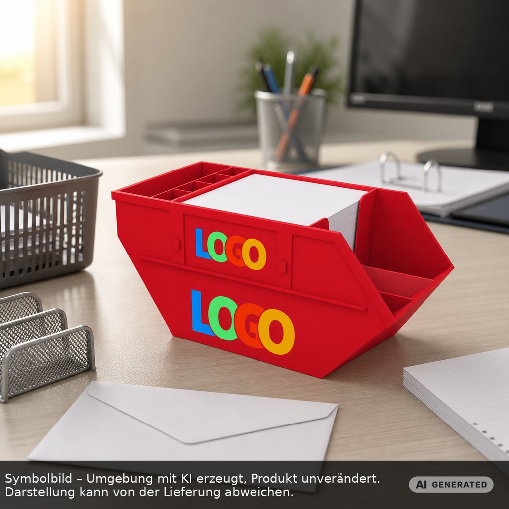 Zettelbox mit Köcher "Container" als Werbeartikel mit Logo bedrucken