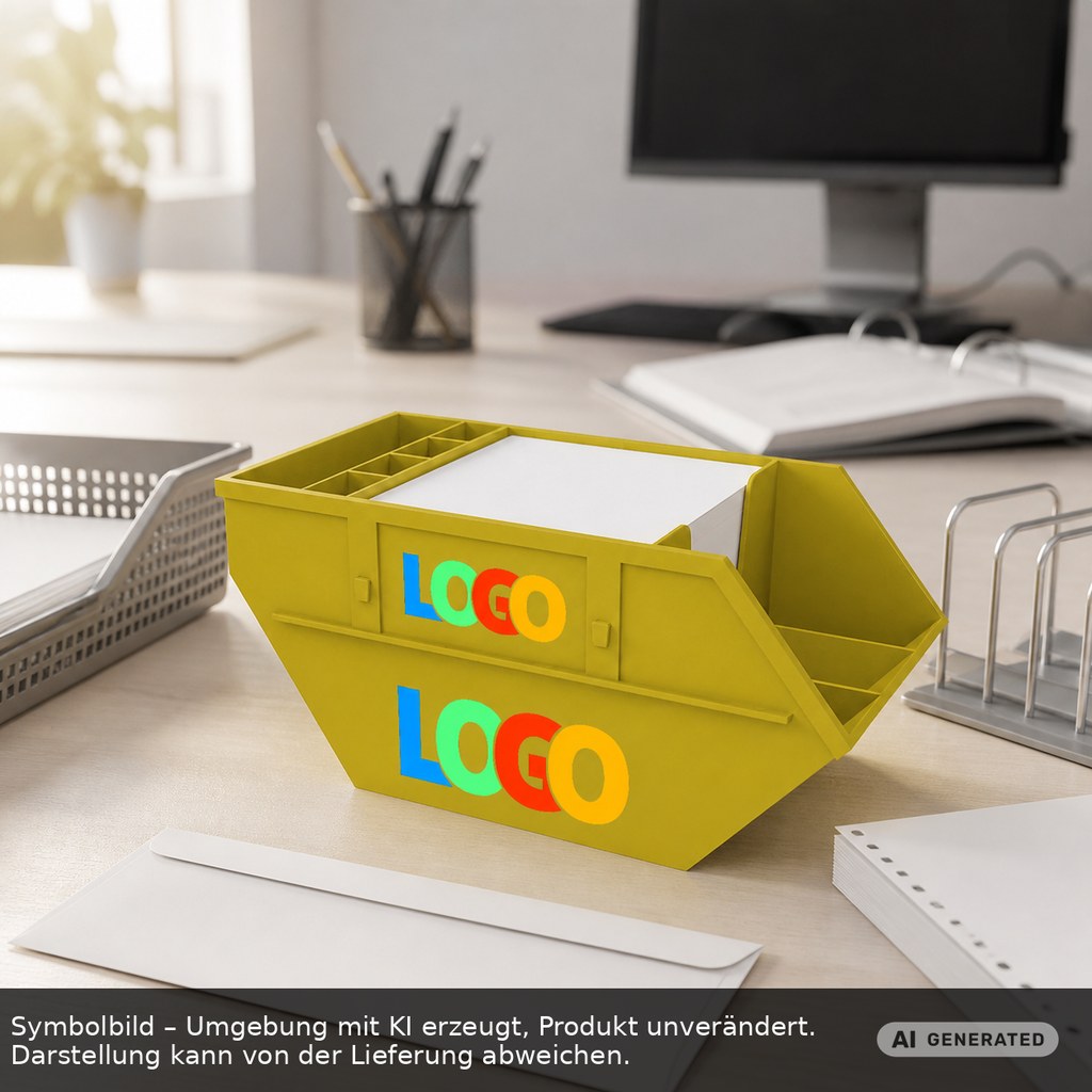 Zettelbox mit Köcher "Container" als Werbeartikel mit Logo bedrucken